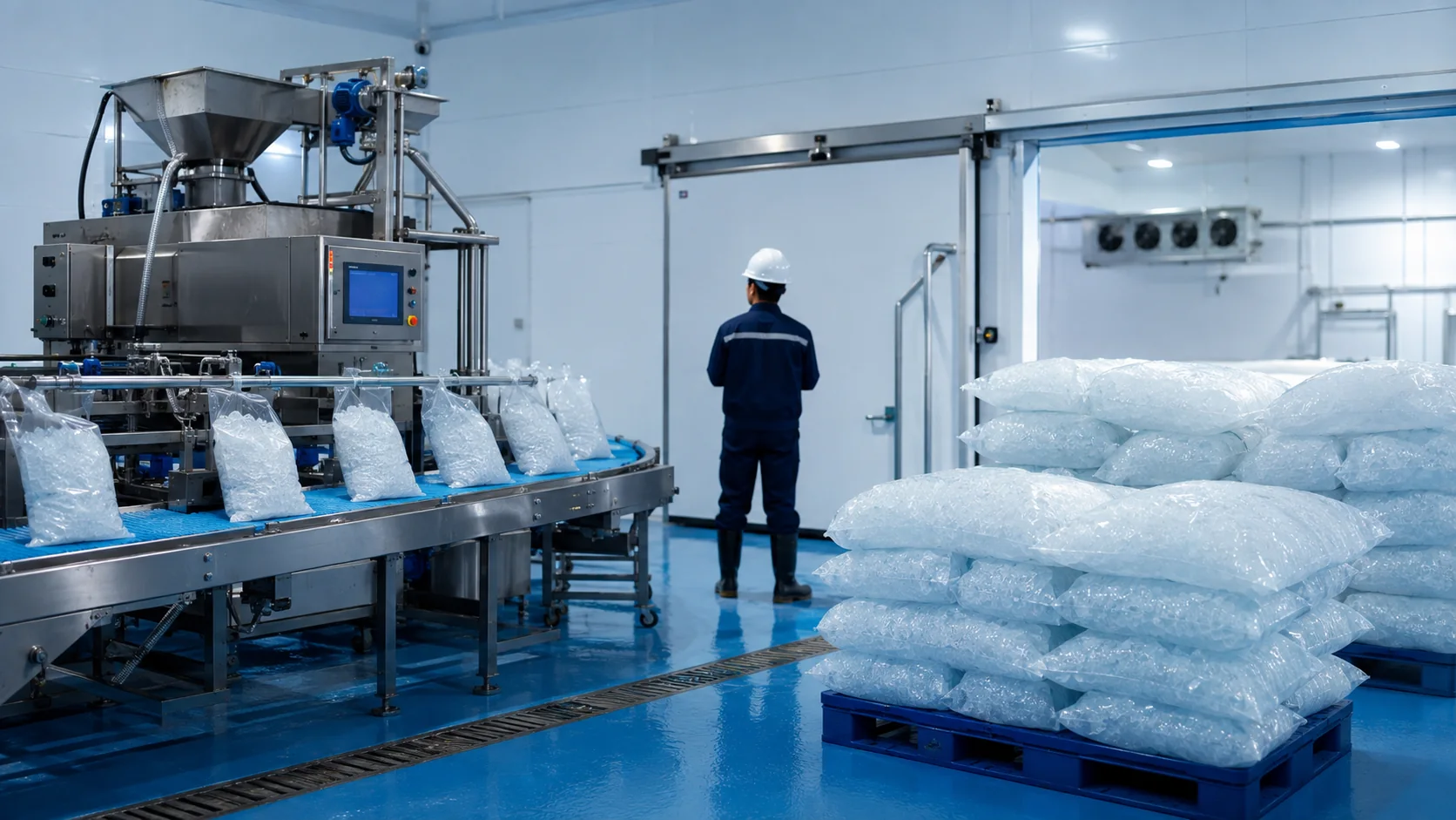 Produksi dan gudang penyimpanan es kristal skala industri