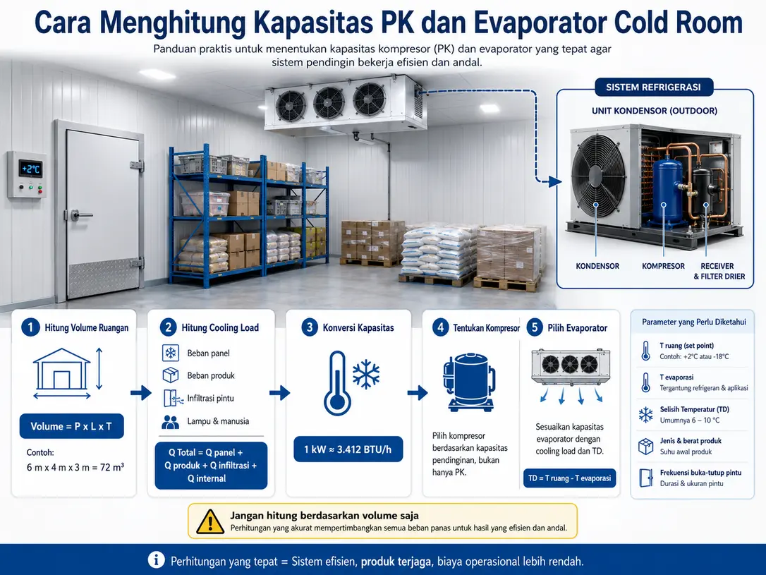 Cara Menghitung Kapasitas PK dan Evaporator untuk Cold Room