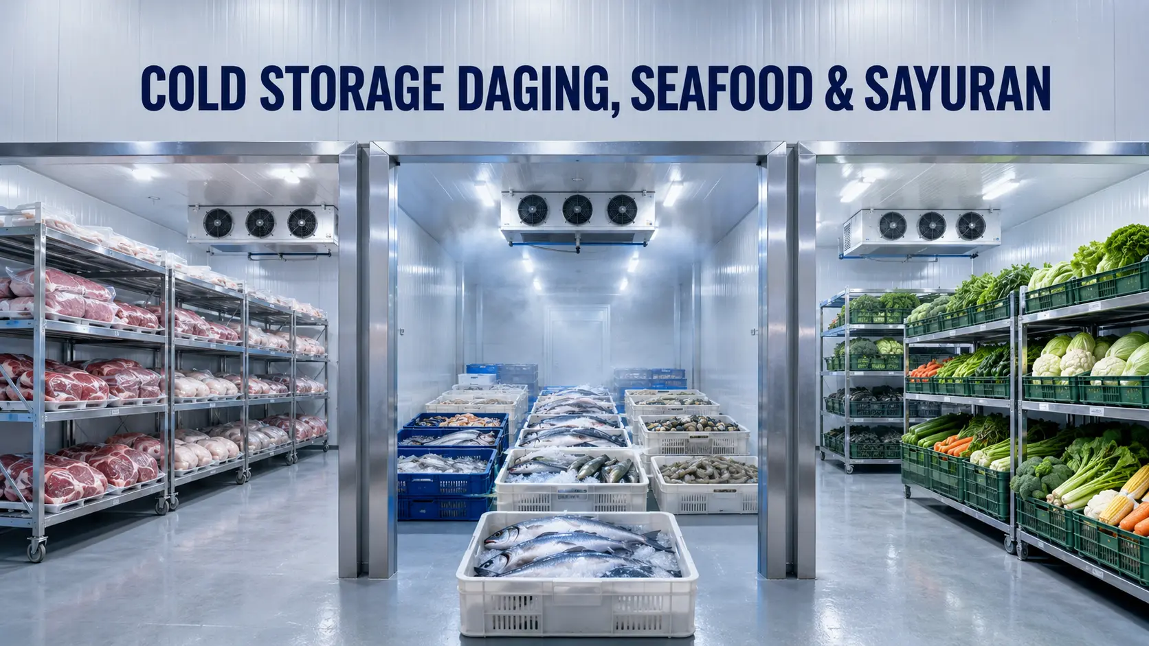 cold storage industri — Perbedaan Cold Storage Industri untuk Pembekuan Daging, Seafood, dan Sayuran
